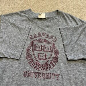 Vtg 70s Harvard University Shirt Mens Medium Gray College Sportswear Ivy League